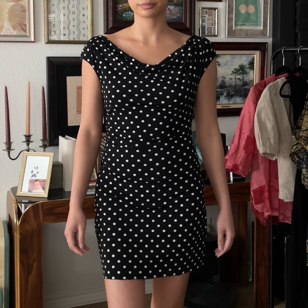 Connected Apparel Black and White Sheath Mini Dress